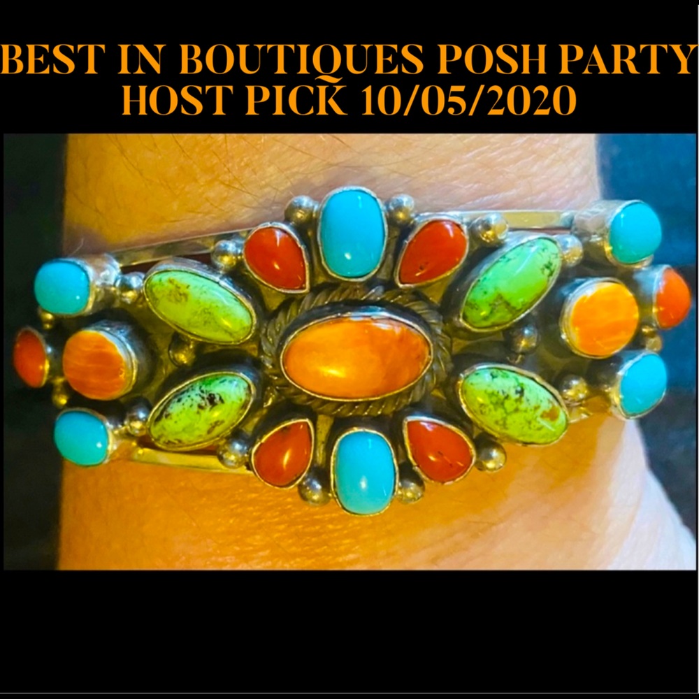 HP💕Navajo Sterling Multi Gemstone Bracelet Cuff